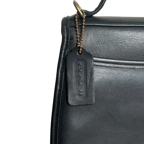Vintage Coach Black Leather Regina 9985 Top Handle Bag